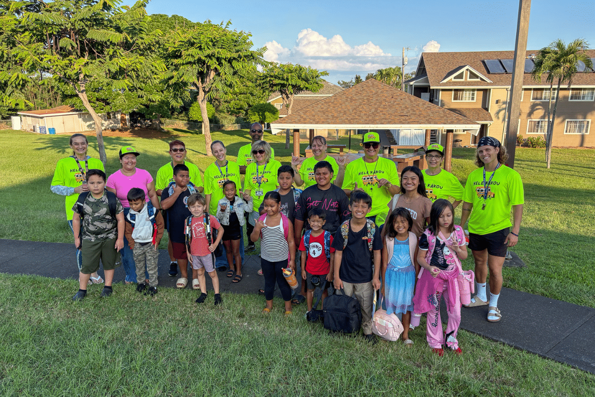 Kealakehe Warrior Hawk Walk students and adult volunteers